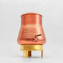 Pure Copper Pear Water Dispenser | Leak Proof Water Dispenser with Tap | Hammered Finish