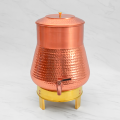 Pure Copper Pear Water Dispenser | Leak Proof Water Dispenser with Tap | Hammered Finish