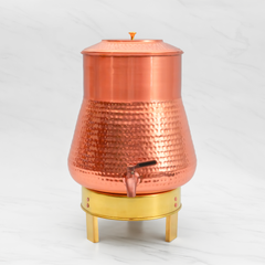 Pure Copper Pear Water Dispenser | Leak Proof Water Dispenser with Tap | Hammered Finish