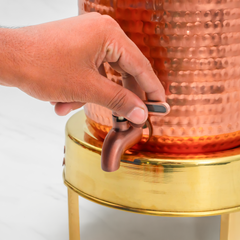Pure Copper Pineapple Water Dispenser | Leak Proof Water Dispenser with Tap | Hammered Finish