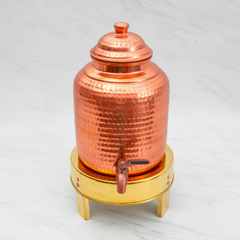 Pure Copper Pineapple Water Dispenser | Leak Proof Water Dispenser with Tap | Hammered Finish