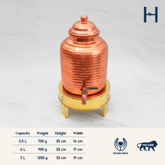Pure Copper Pineapple Water Dispenser | Leak Proof Water Dispenser with Tap | Hammered Finish