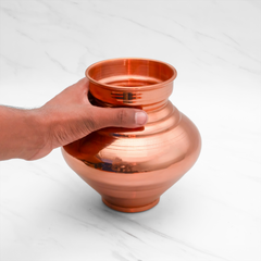 Pure Copper Pooja Kalash - Strong & Heavy - Harmless & Lead-Free - Leak Proof - Provides Many Health Benefits