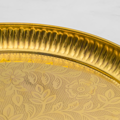 Pure Brass Pooja Thali Set of 7 | Puja Thali Set with 1 Plate, 1 Ghanti/Bell, 1 Diya, 1 Pali, 2 Wati, 1 Kalash