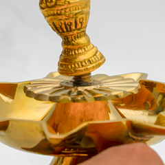 Pure Brass Samai Diya for Pooja and Decoration | Brass Samai Diyas for Home | Brass Table Diya | Traditional and Elegant Peacock Samai Diya