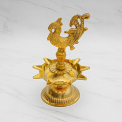 Pure Brass Samai Diya for Pooja and Decoration | Brass Samai Diyas for Home | Brass Table Diya | Traditional and Elegant Peacock Samai Diya