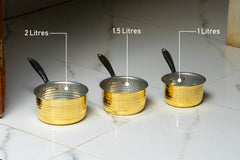 Pure Brass Sauce Pan With Resistant Handle for Cooking – Tin Coated (Kalai) – Handcrafted Hammered & Traditional Design