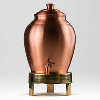 Pure Copper Kiwi Water Dispenser with Brass Stand | Leak Proof Water Dispenser with Tap & Brass Stand| Matte Finish