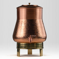 Pure Copper Pear Water Dispenser with Brass Stand | Leak Proof Water Dispenser with Tap & Brass Stand | Hammered Finish