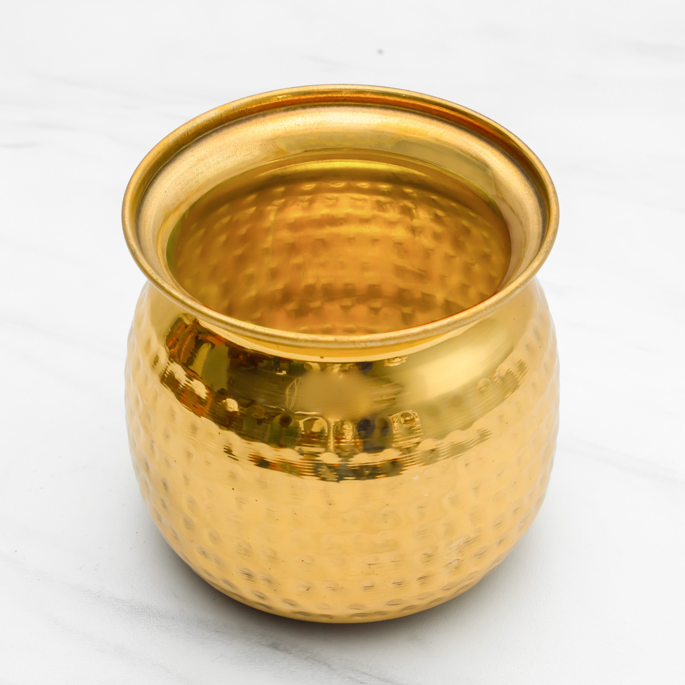 Pure Brass Cashew Lota with Hammered Finish – Lacquer Coated for Long Life
