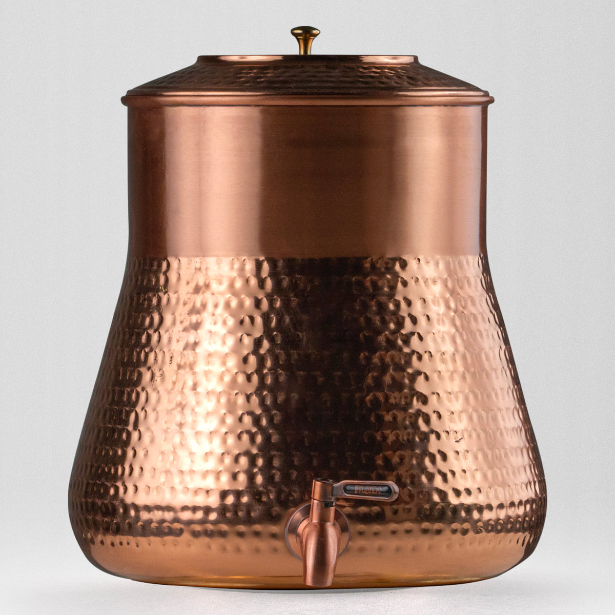 Pure Copper Pear Water Dispenser with Brass Stand | Leak Proof Water Dispenser with Tap & Brass Stand | Hammered Finish
