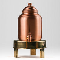 Pure Copper Pineapple Water Dispenser with Brass Stand | Leak Proof Water Dispenser with Tap & Brass Stand | Matte Finish