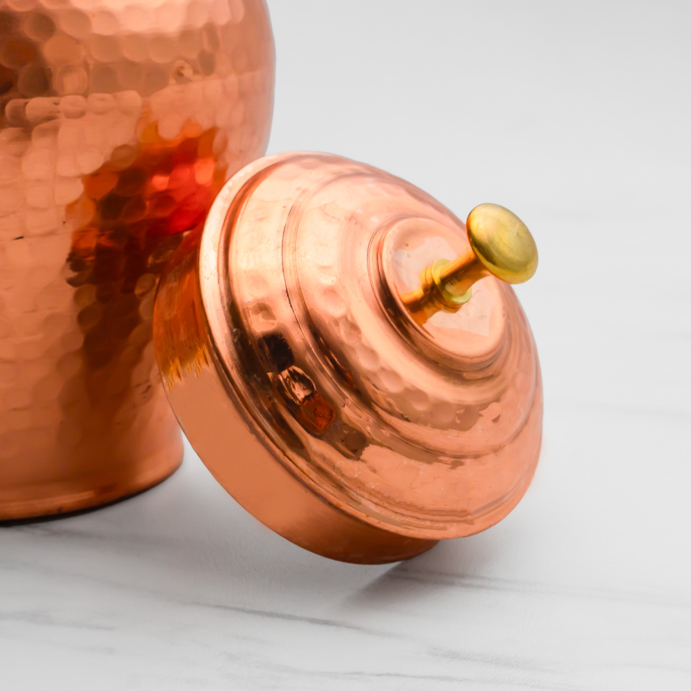 Pure Copper Kiwi Jar Vintage | Copper Pot for Water, Chocolates, Dry Fruits | Vintage - Hammered