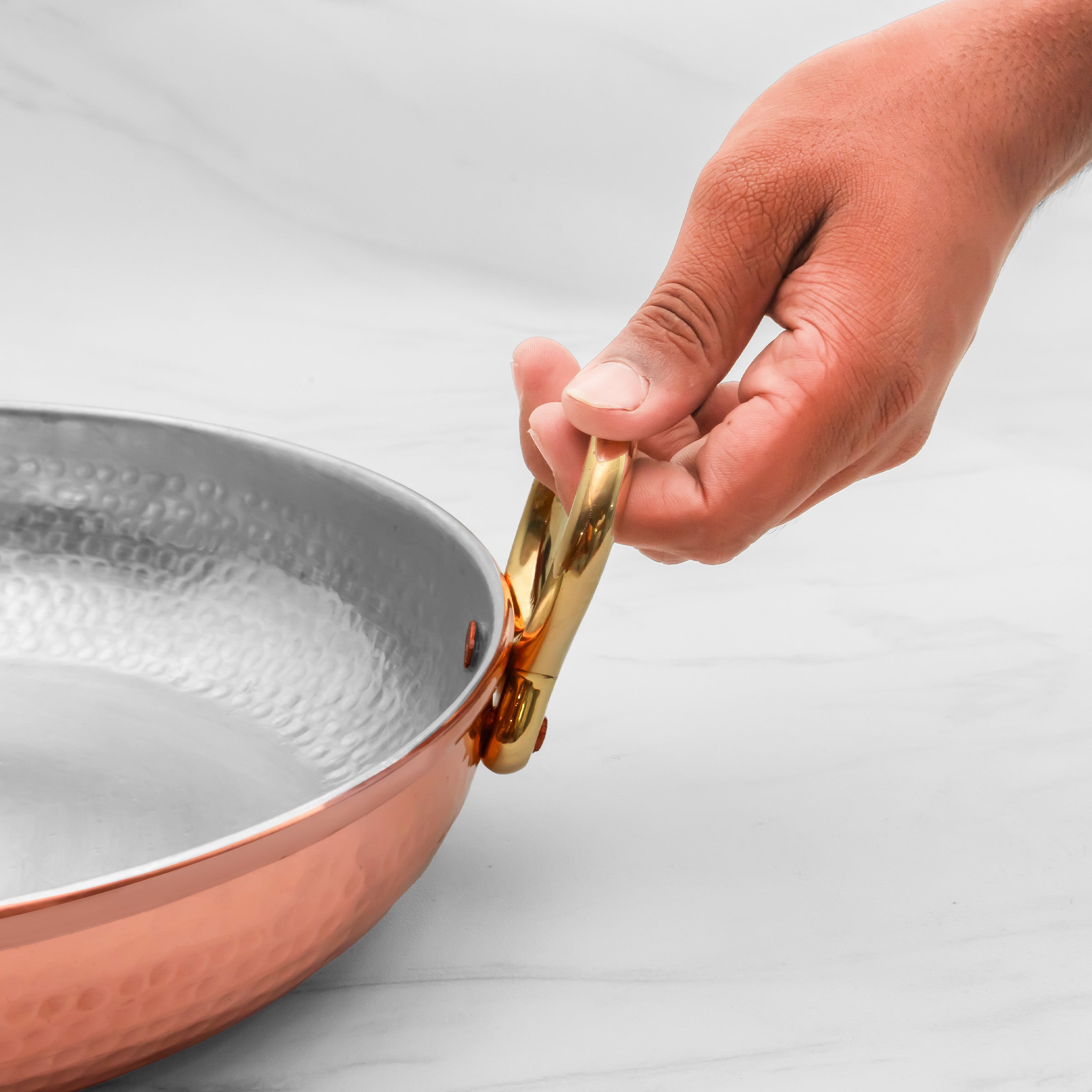Pure Copper Fry Pan for Cooking – Tin Coated (Kalai) – Handcrafted Hammered & Traditional Design