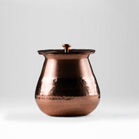 Pure Copper Almond Lota with Hammered Finish With Lid– Lacquer Coated for Long Life