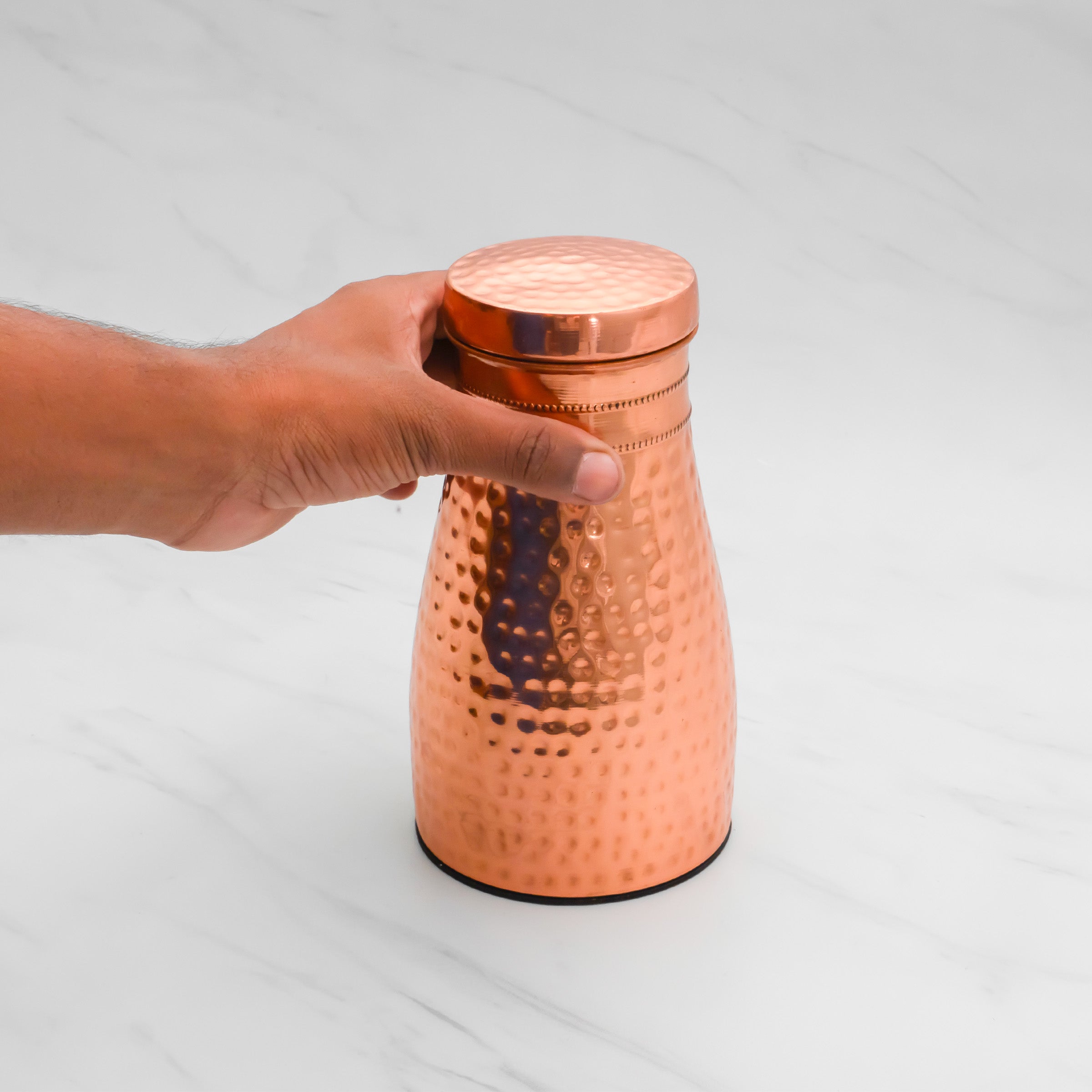 Healthsmith Pure Copper Aloevera Pot – Hammered Shine Finish, Drinkware and Storage Purpose Volume 1000ml