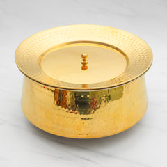 Pure Brass Lagan Handi with Lid | Handcrafted Traditional Cooking Pot | Brass Lagan for Dum Biryani, Festive Cooking & Serving