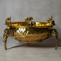 Pure Brass Elephant Urli -  Vintage Decorative Bowl for Home Decor