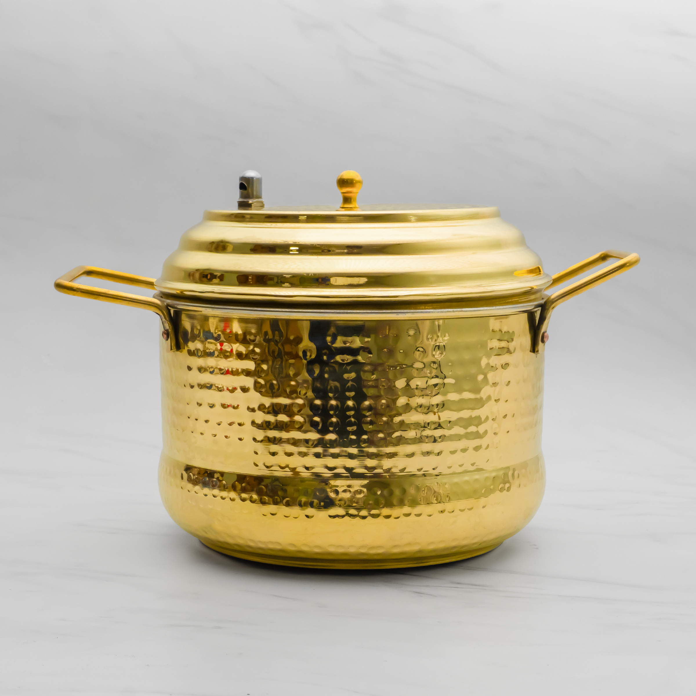 Pure Brass Idli Cooker Hammered Finish with Whistle Indicator & Brass Lid | Traditional 4 Plate 16 Idlis Steamer | Durable & Hygienic Brass Idly Maker