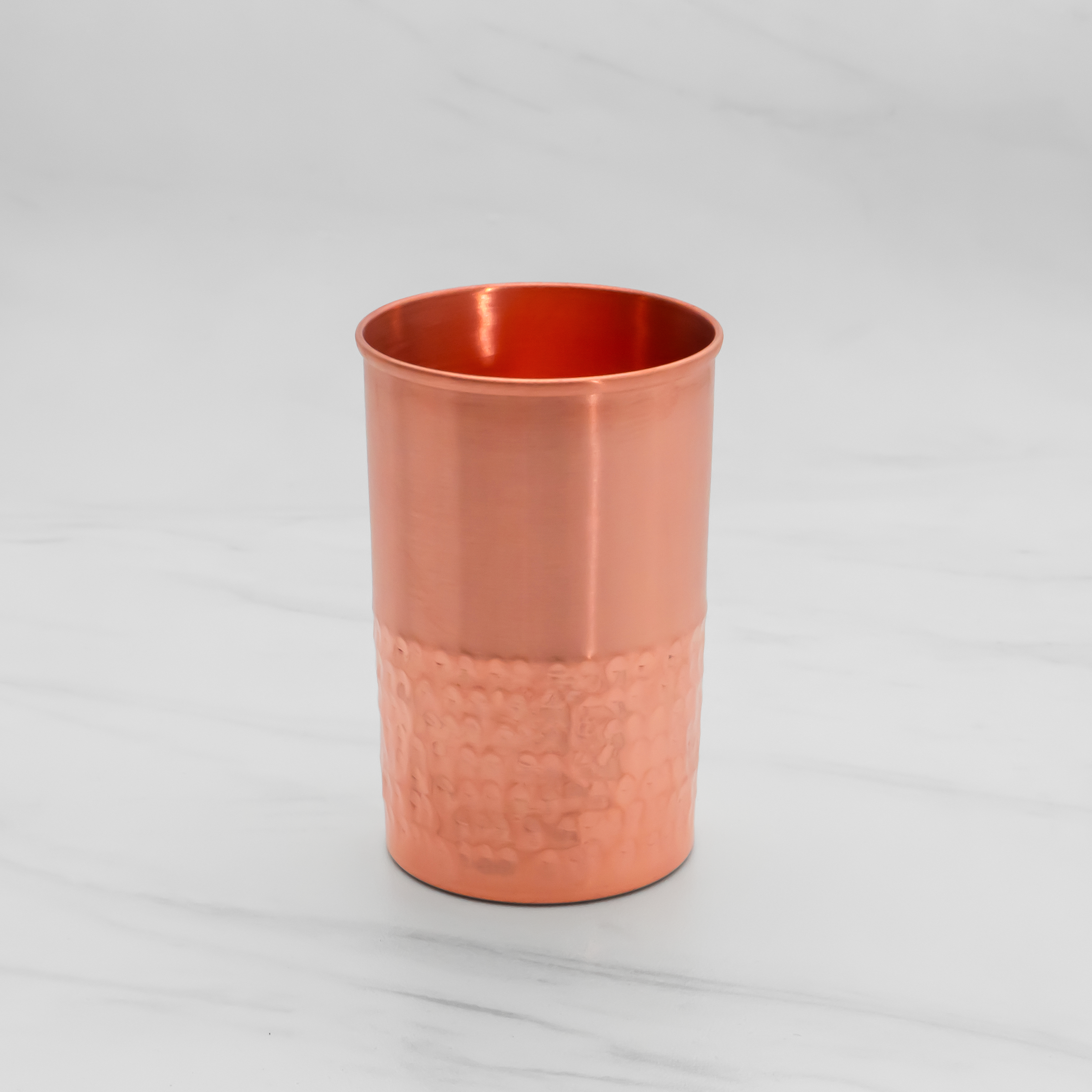 Pure Copper Vintage Hammered Glass - Lacquered for Shine & Protection - Traditional Look