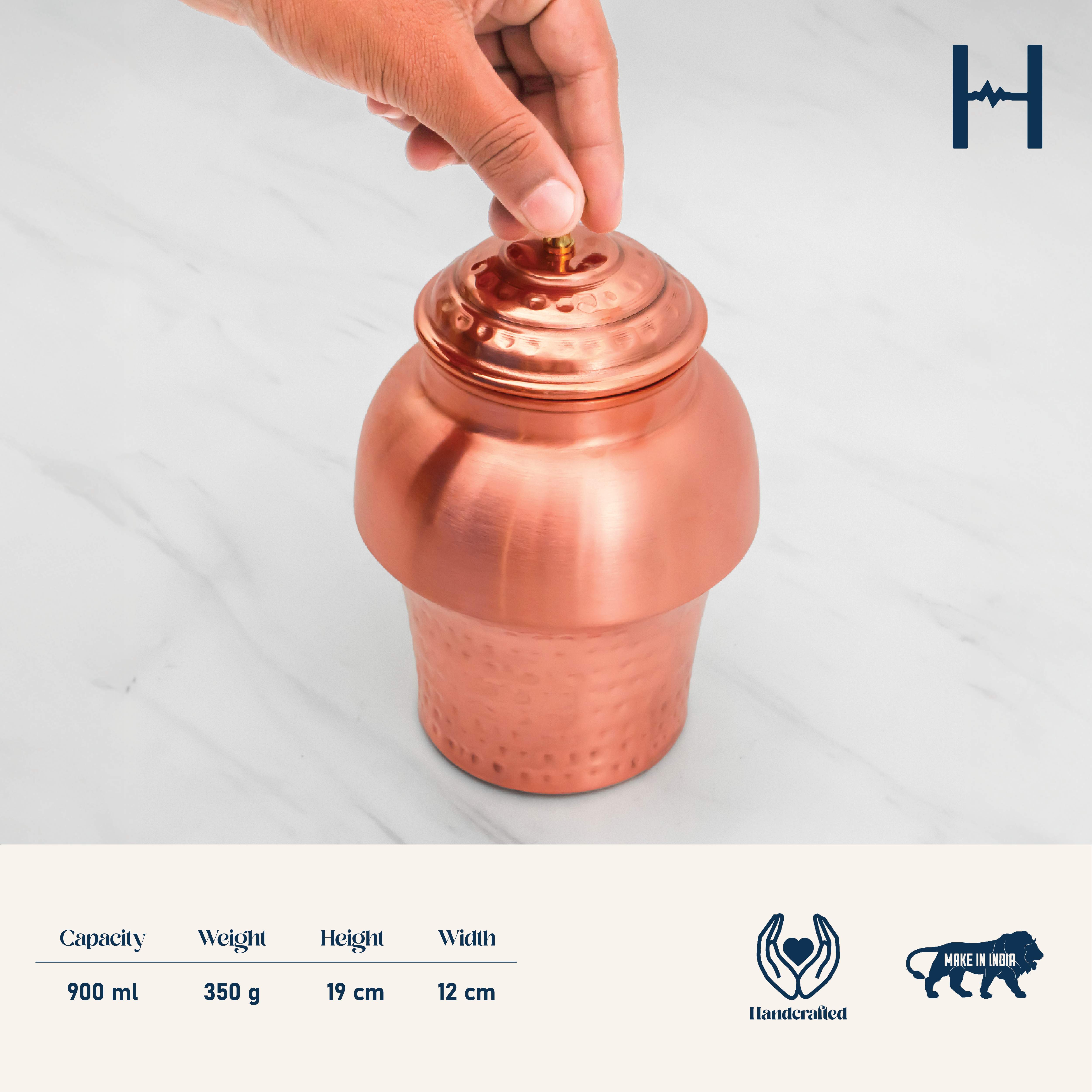 Pure Copper Mushroom Jar | Copper Jar for Water, Dry-fruits, Chocolates and Decoration